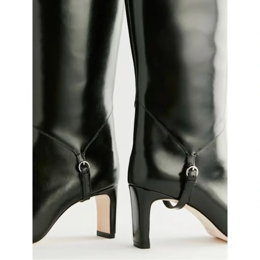 Reformation Black Patent Over-the-Knee Pull-On Boots